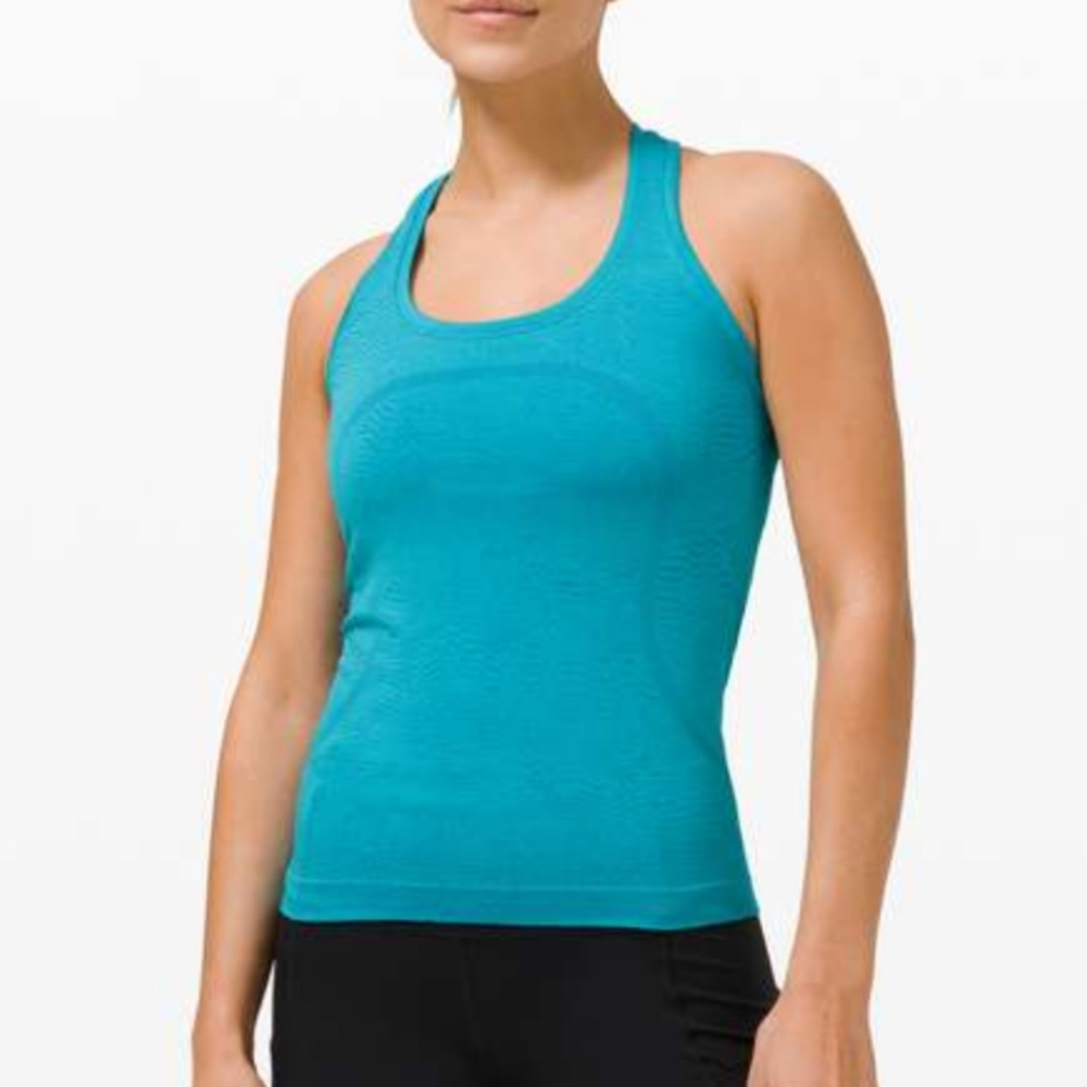 Lululemon Swiftly Tech Racerback Heathered Blue Tropic size 8